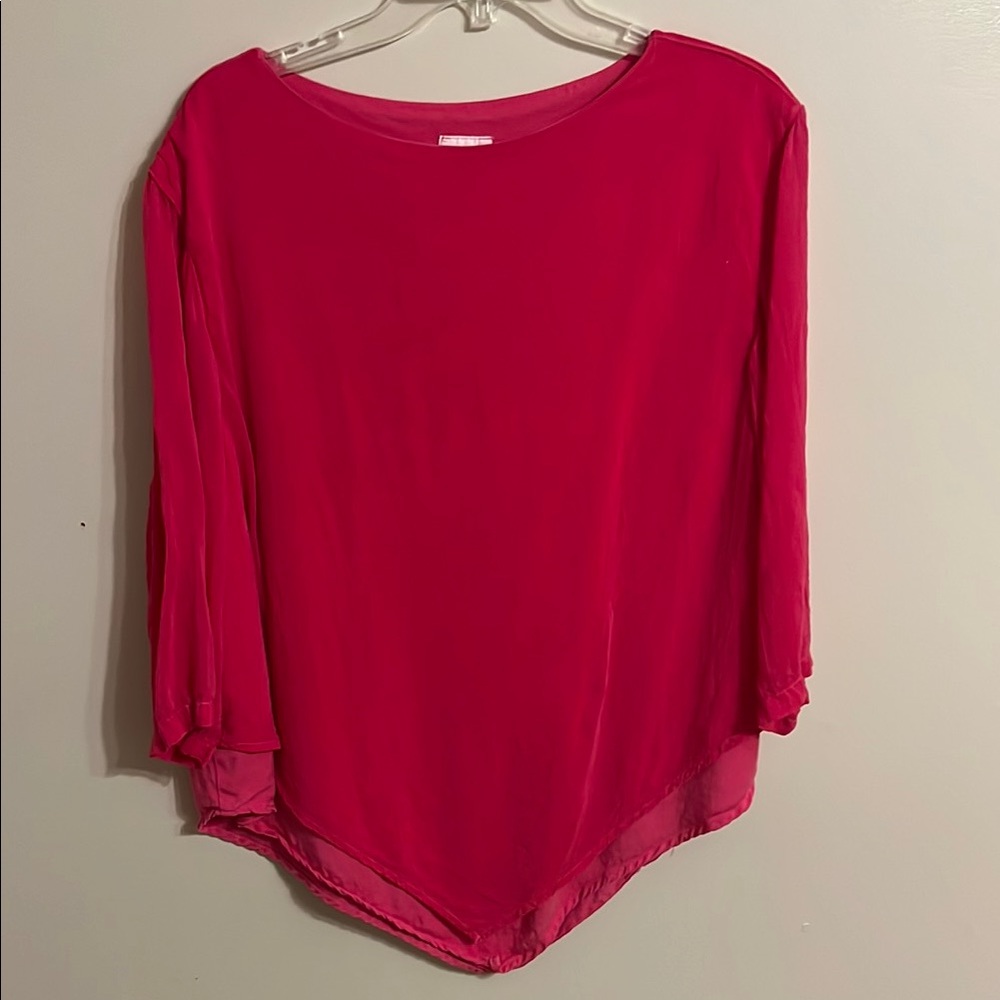 VTG CLICK Color Me Cotton Made in USA Pink 3/4 Sleeves Tunic Top‎ XL 100% Tencel